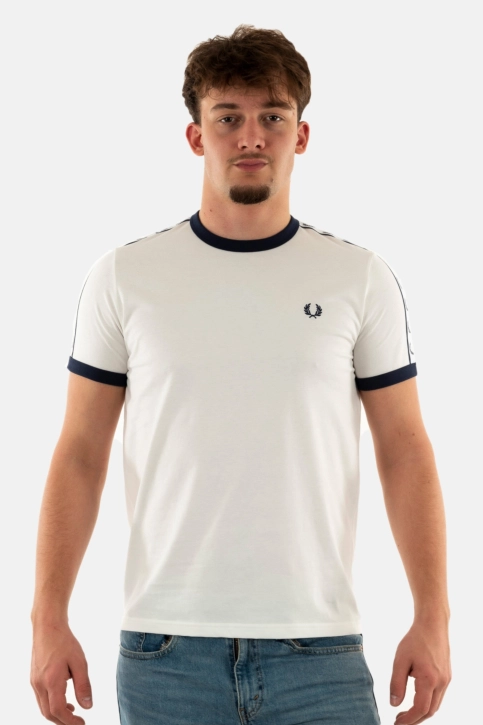 Tee shirt fred perry taped ringer 129 snow white