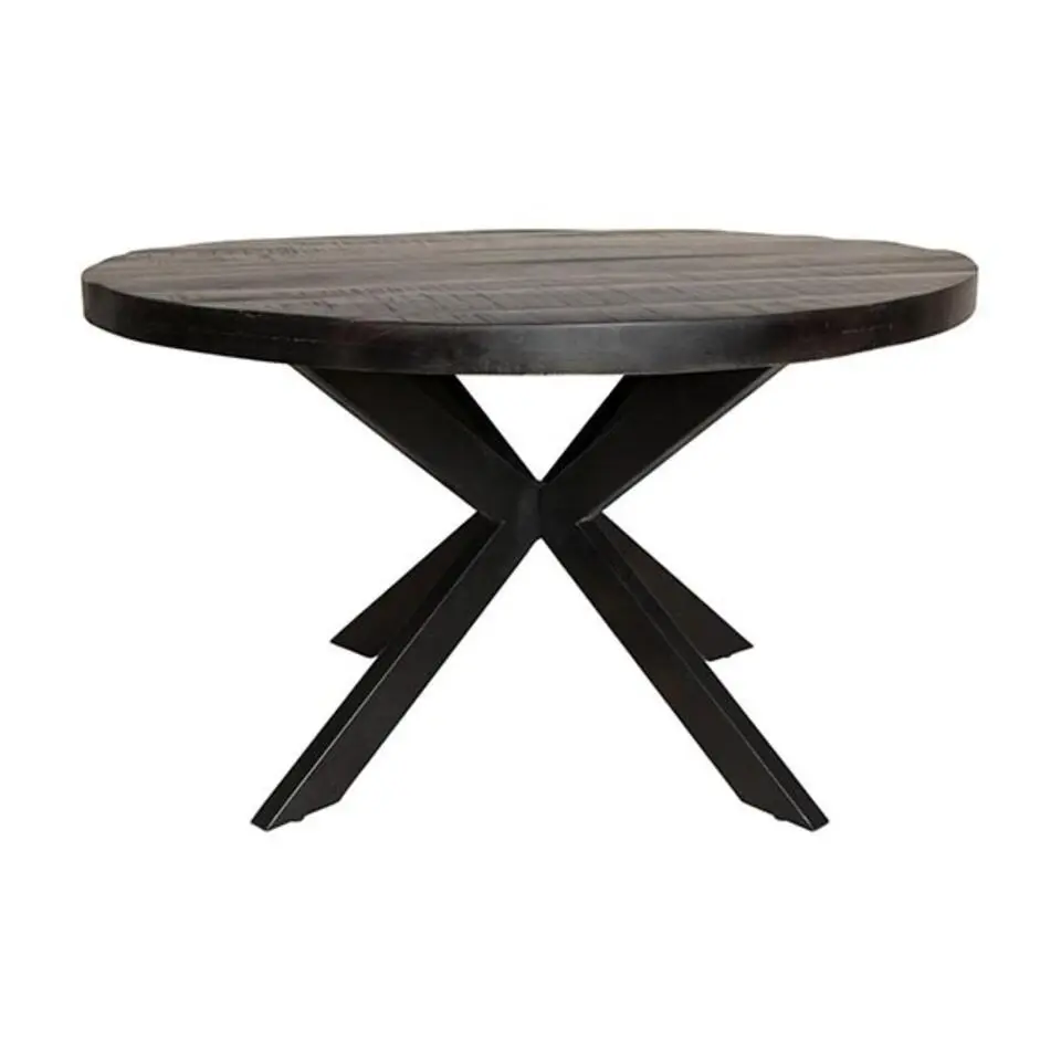 Furndea Morada eettafel industrieel rond mango hout zwart 76xØ140 cm