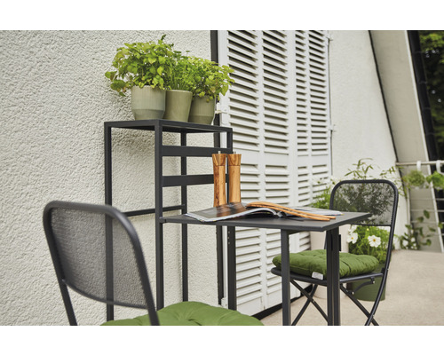 Siena Garden 2-zits balkonset bestaande uit: tafel, 2 stoelen, antraciet aluminium, opvouwbaar