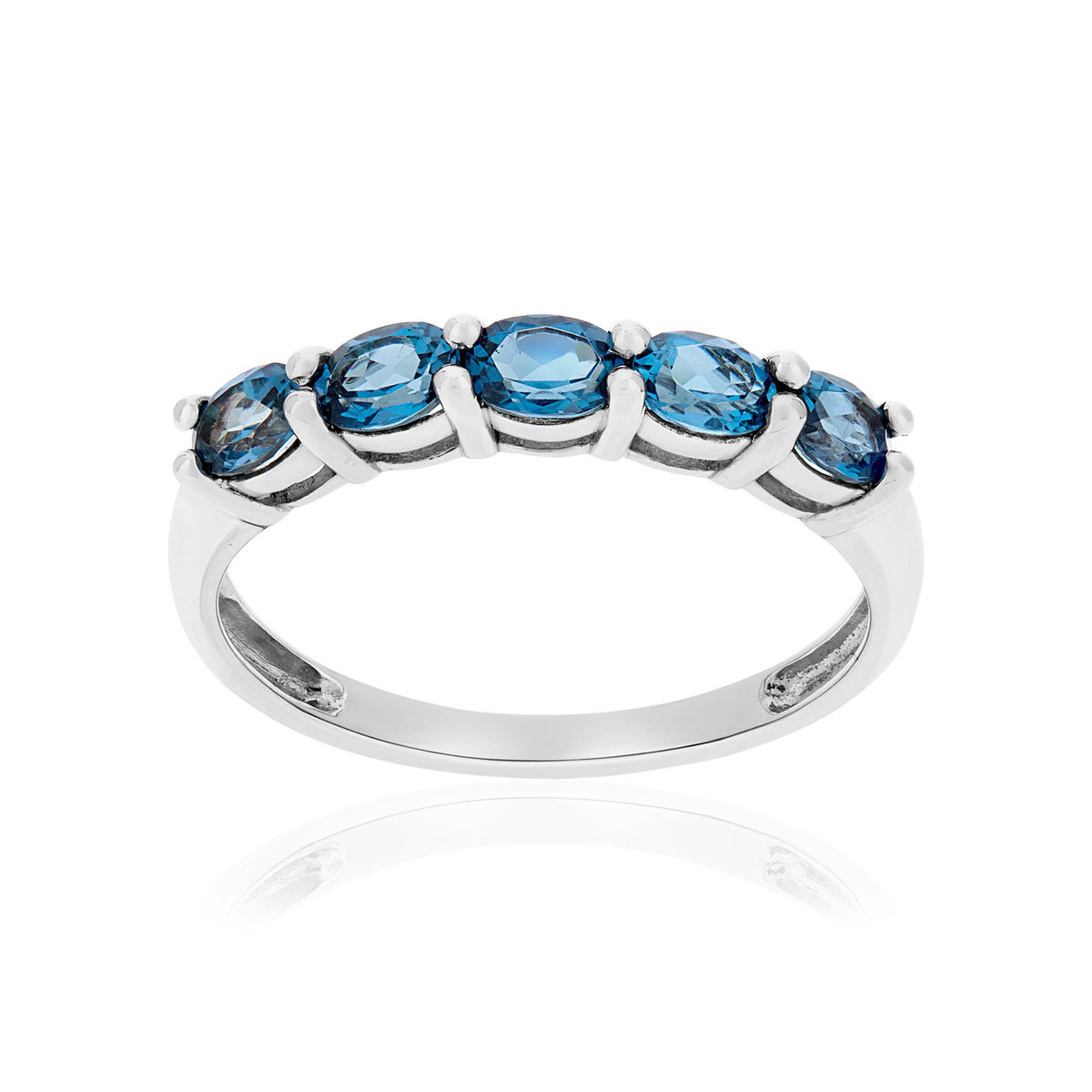 Bague or 375 blanc topazes bleues