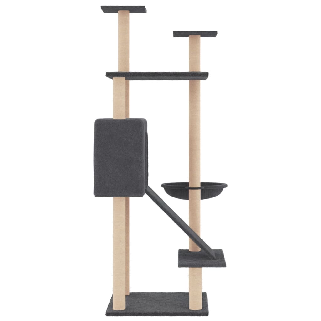 Arranhador para gatos vidaXL com hastes de sisal cinza escuro, 153 cm