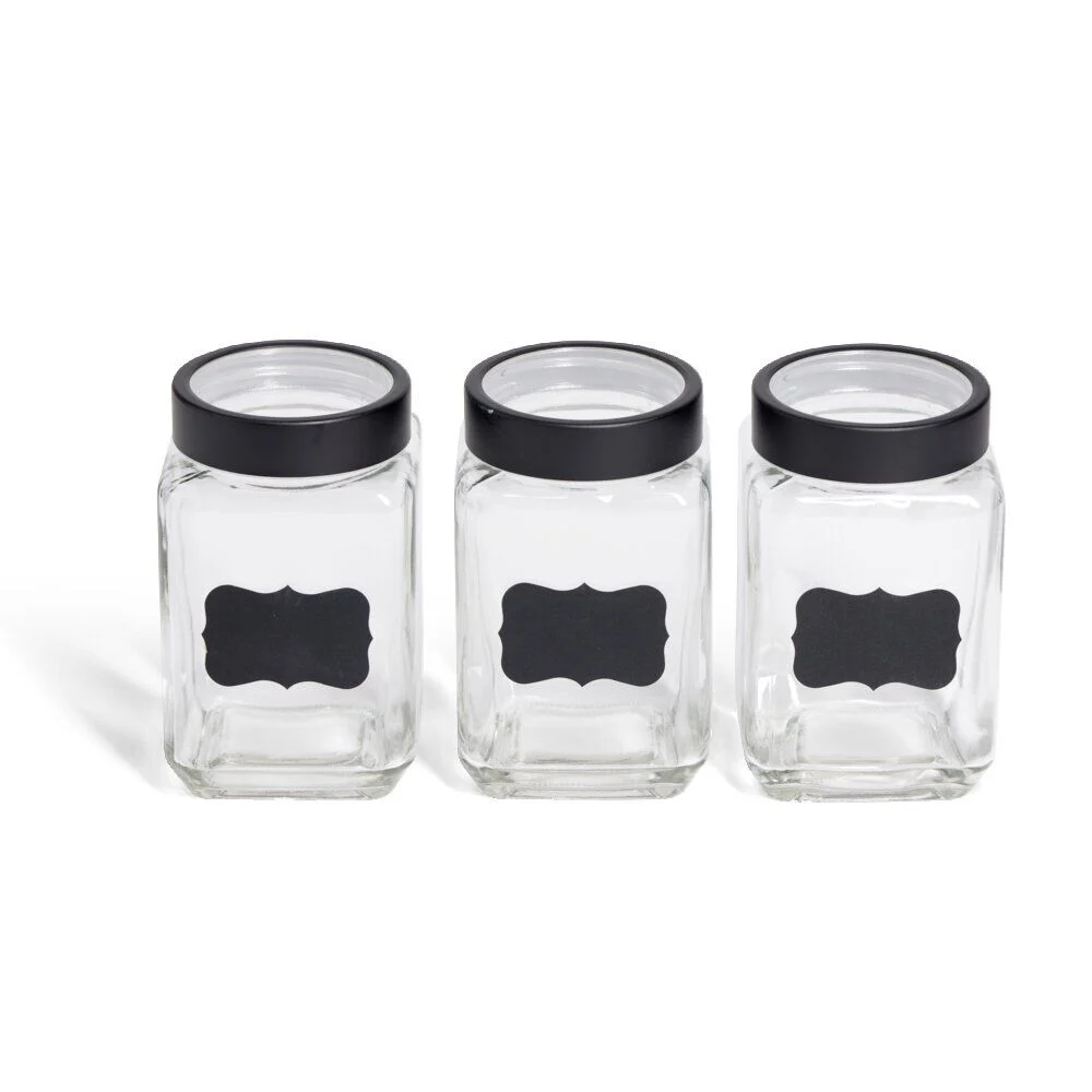 Bocal en verre x3 avec étiquettes
