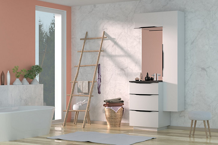 Meuble de rangement salle de bains haut Pamili blanc mat 60 cm