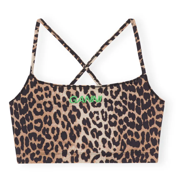 Ganni Brassière de Sport Active Imprimée Matières Recyclées | Léopard