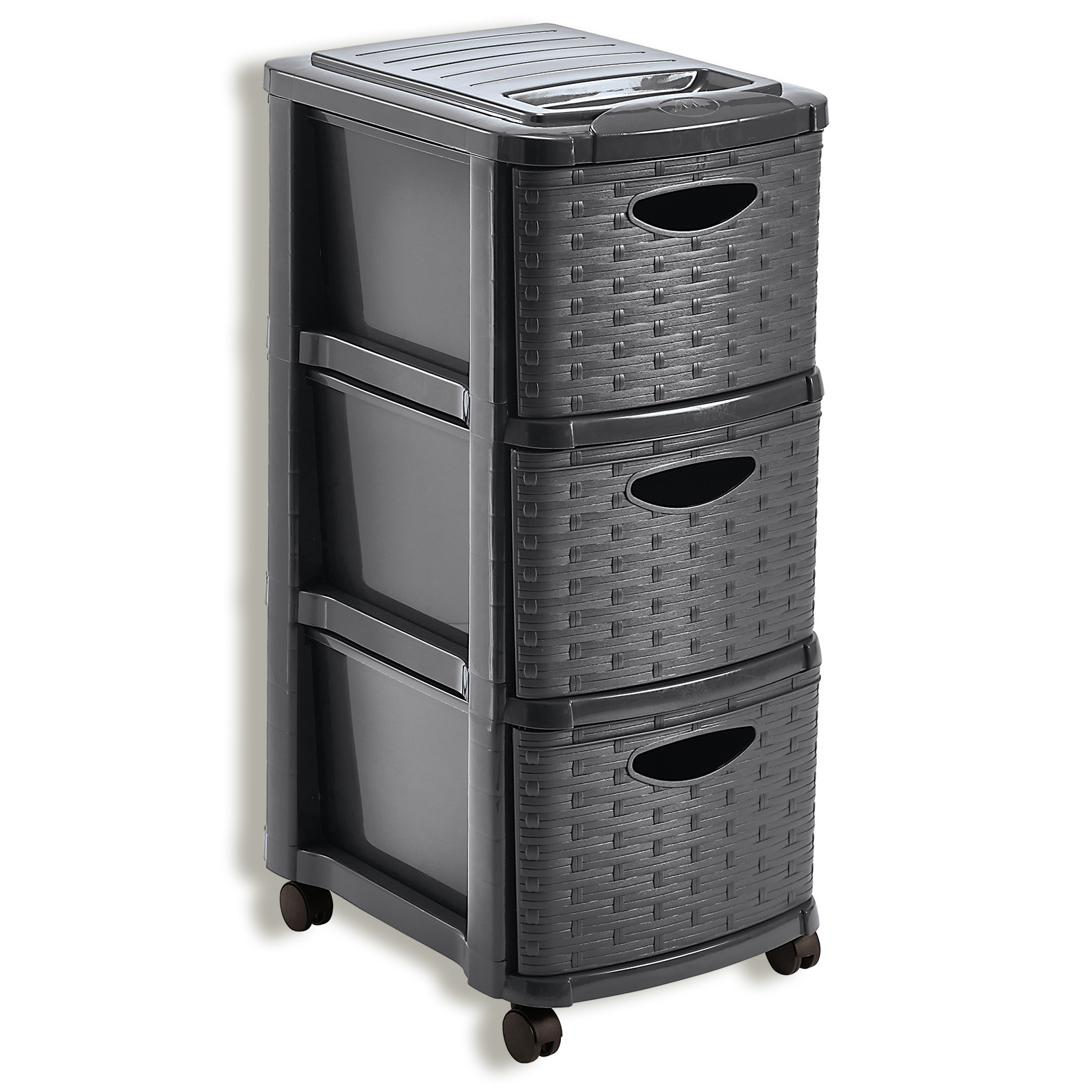 Schubladencontainer - anthrazit - Rattanoptik