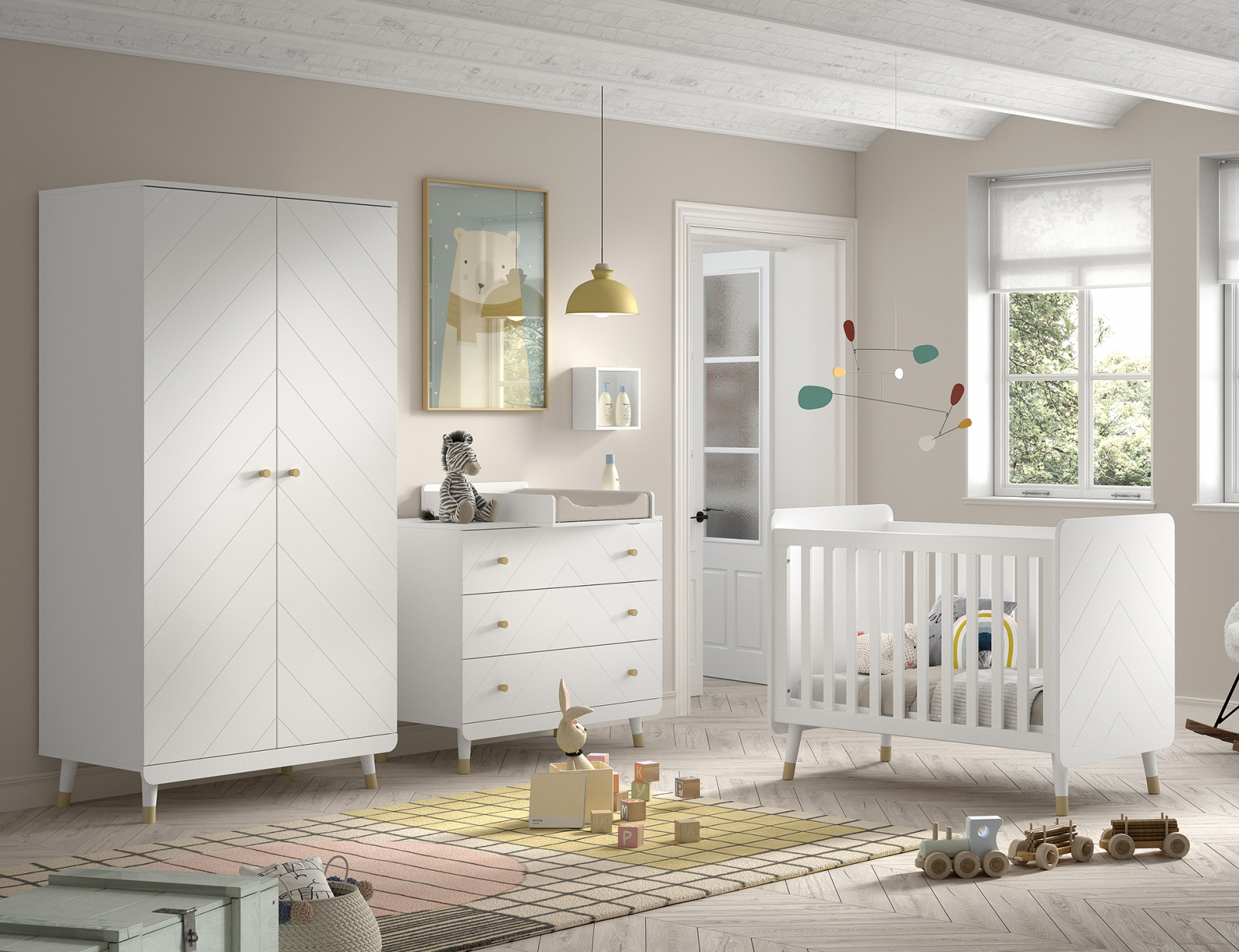 4-teiliges Babyzimmer-Set BILLY - weiß satin