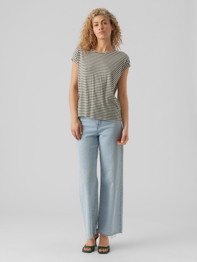 Vero Moda Rundhalsshirt »VMAVA PLAIN SS TOP STRIPE GA JRS NOOS«