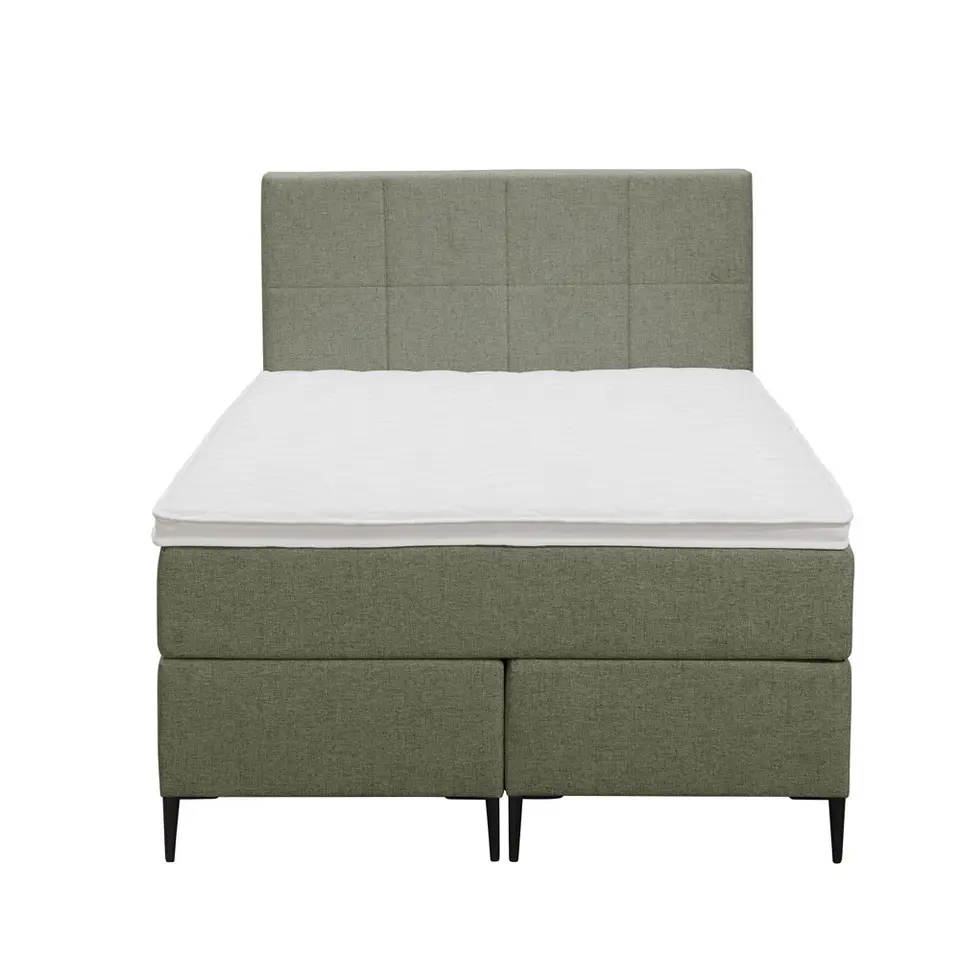 Boxspring Liv geblokt - groen - 120x200 cm - slanke poot