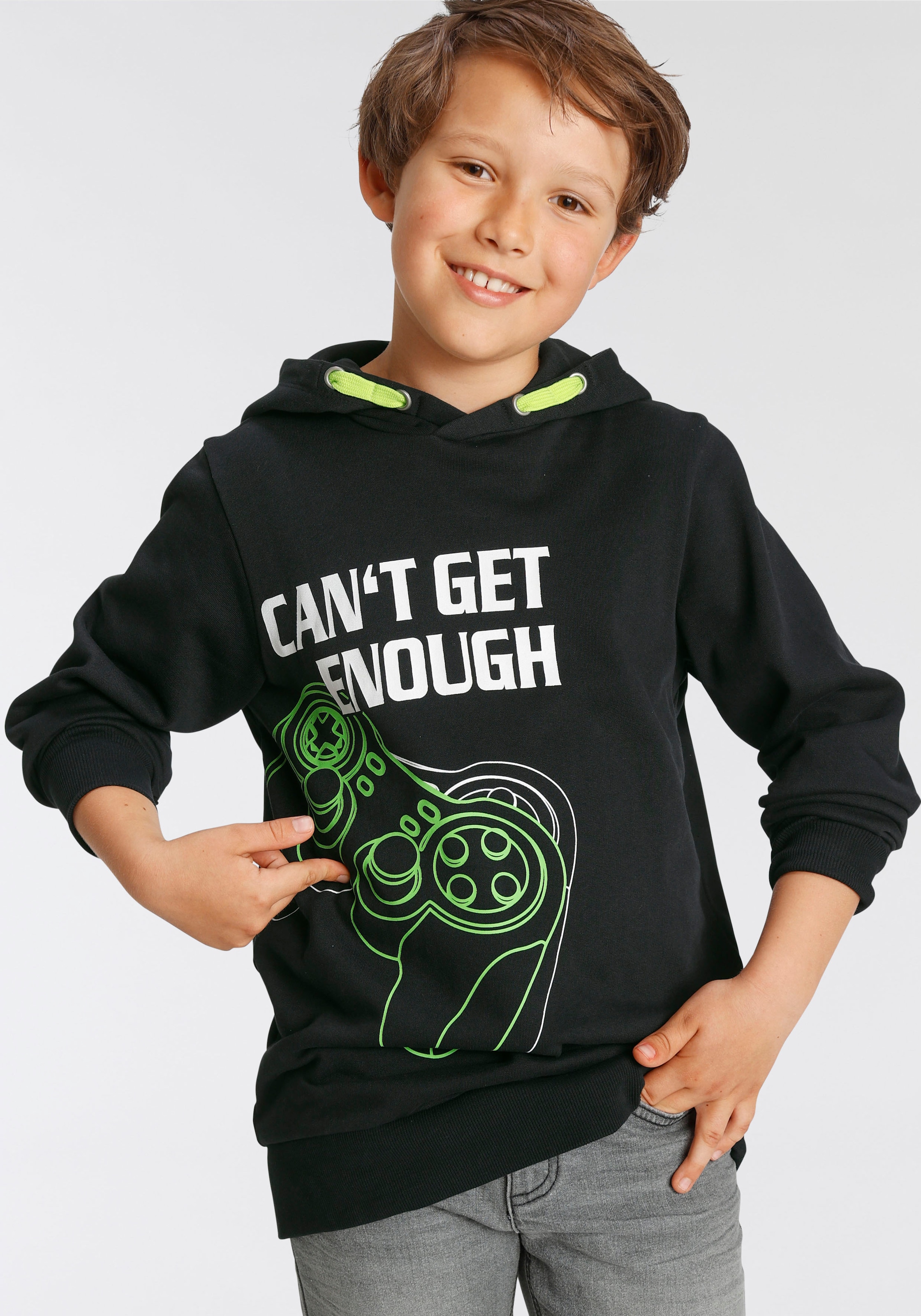 KIDSWORLD Kapuzensweatshirt »CAN´T GET ENOUGH - Spruch«, bedrucktes Design,  aus  Baumwolle
