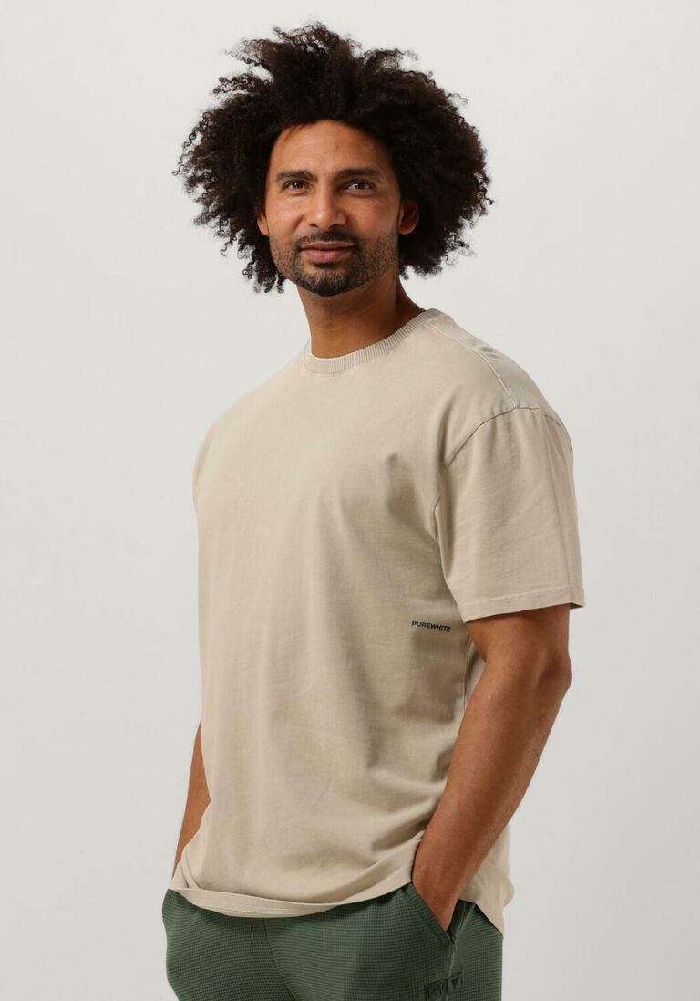 PUREWHITE zand purewhite t-shirt tshirt with small front logo at side and big back print