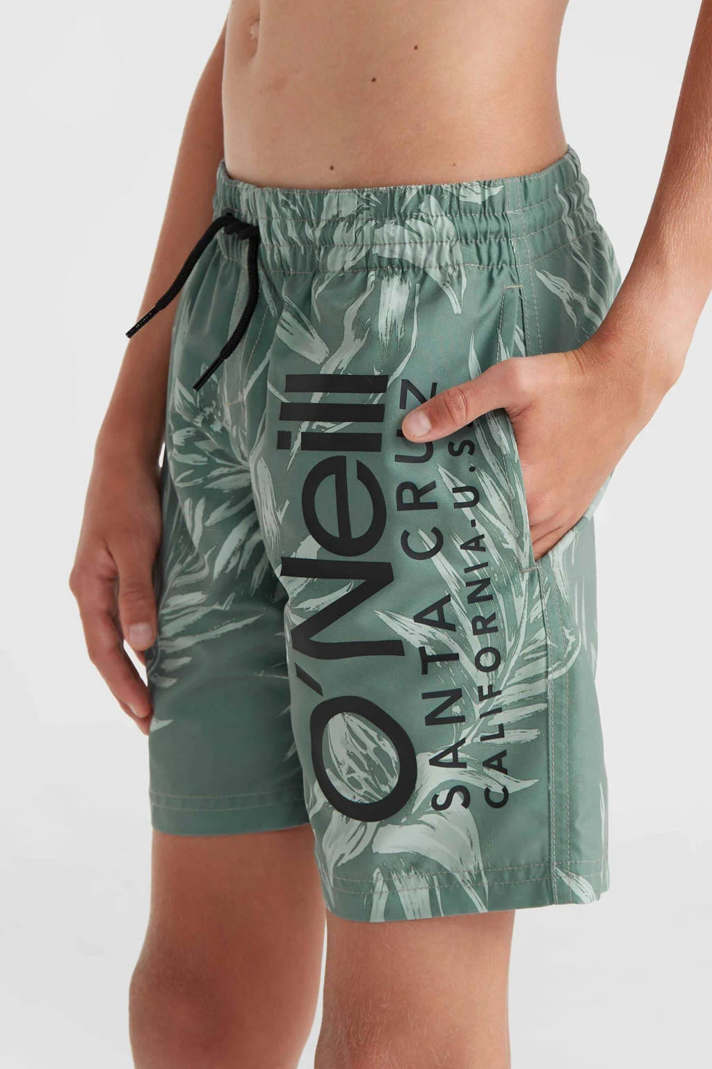 zwemshort met logo donkergroen