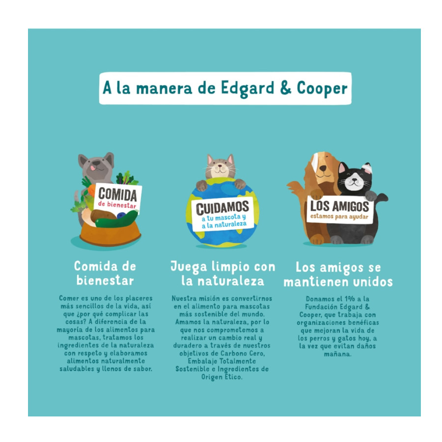 Ração enlatada Edgard & Cooper sem grãos, com salmão e peru, para cães.