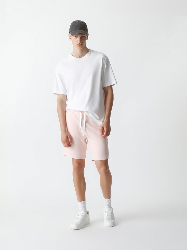 Bermuda básica de pelúcia - Rosa Pastel