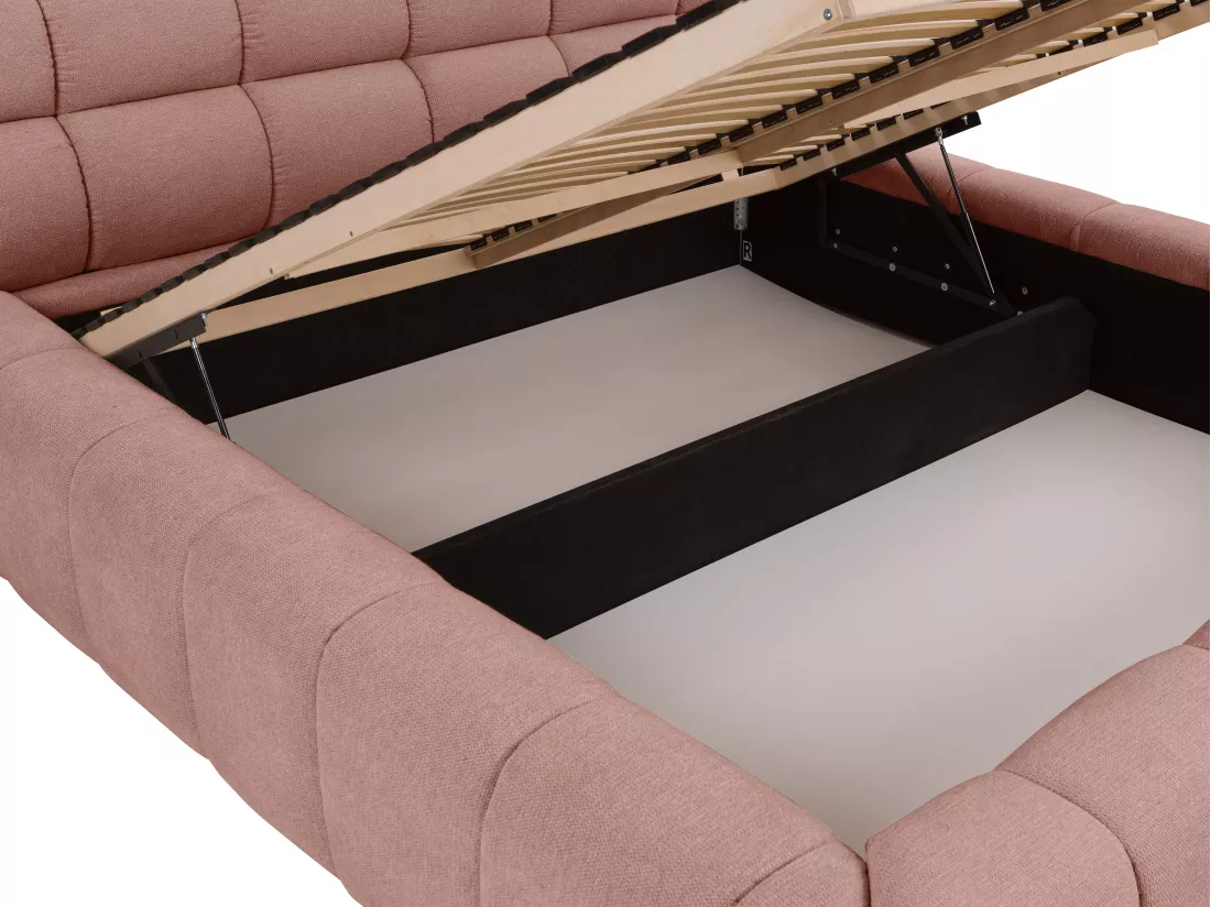 Lit coffre 180 x 200 cm - Tissu - Rose - FORVIK de Pascal Morabito