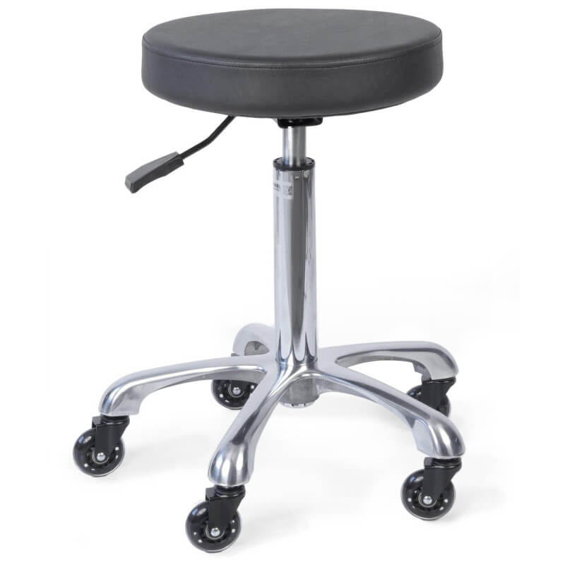 Tabouret Alpine noir à roulettes