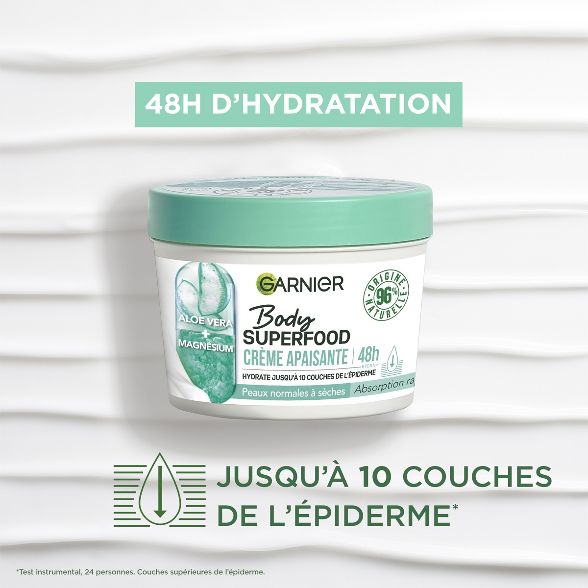 Crème apaisante - Superfood - Aloe vera & magnésium - Peaux normales à sèches - 380 ml
