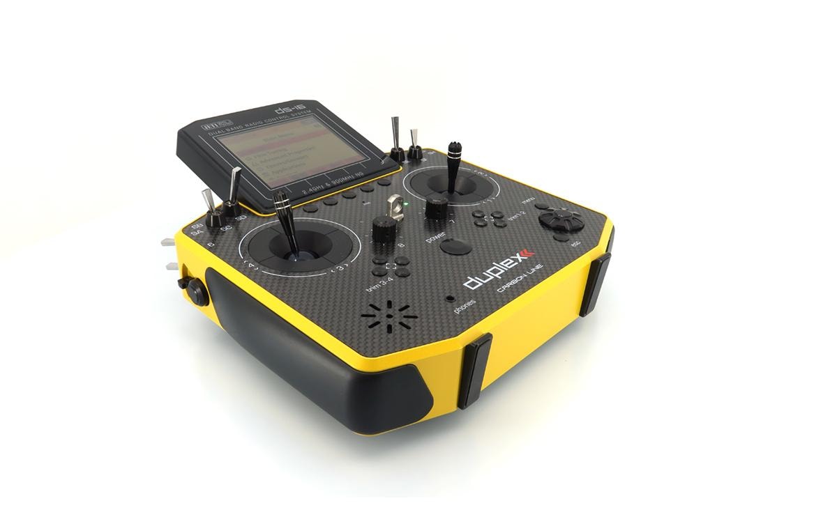 Fernsteuerung DS-16 II Carbon Line Gelb mit R10 Empfänger<br>Professioneller Jeti Duplex 2.4 GHz Sender