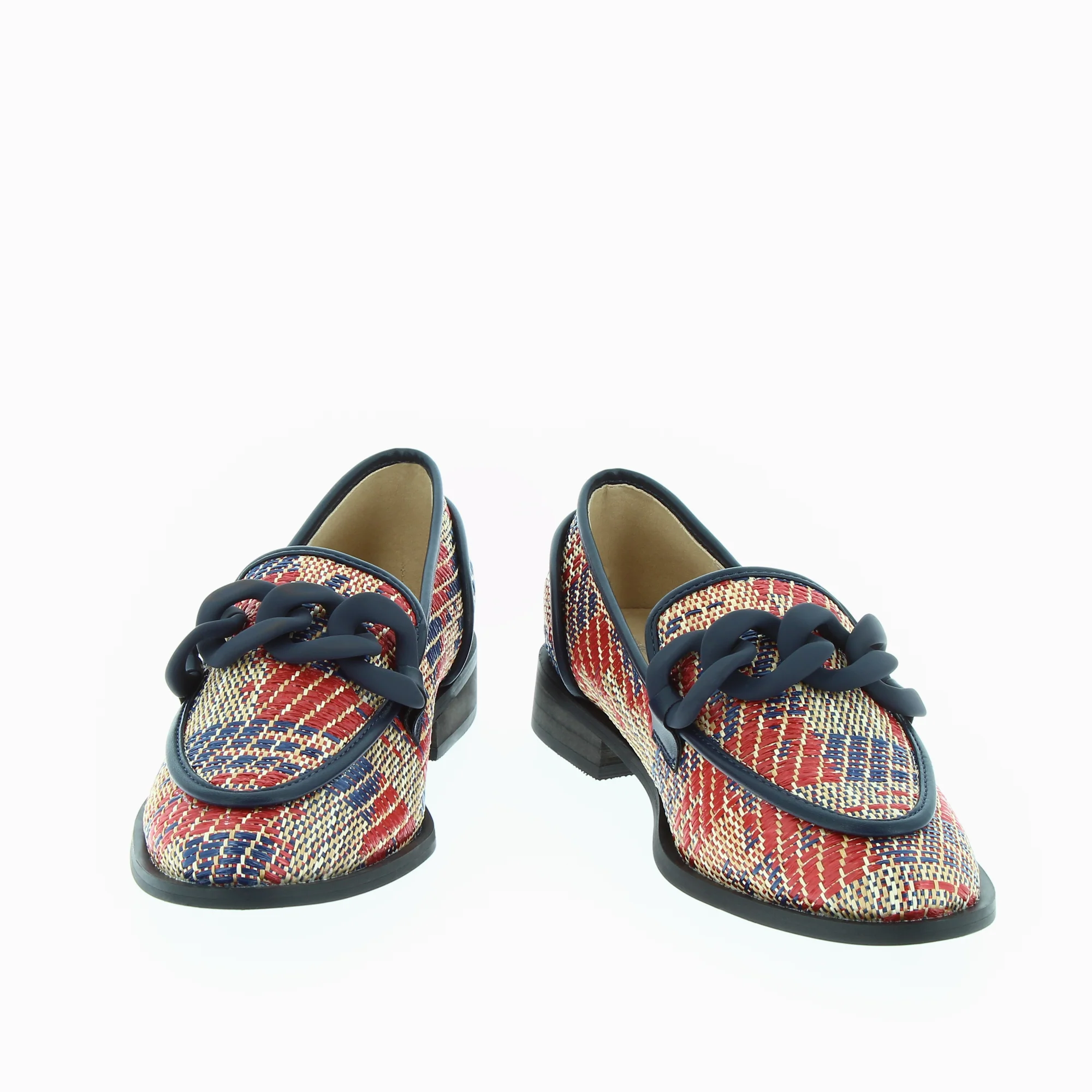 Mocassins, Derbies, Ballerines-Mocassins Barbara marine à chaîne mate