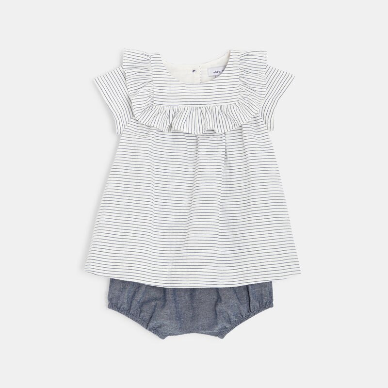 Robe à rayures et bloomer bébé fille bleue Absorba Bleu