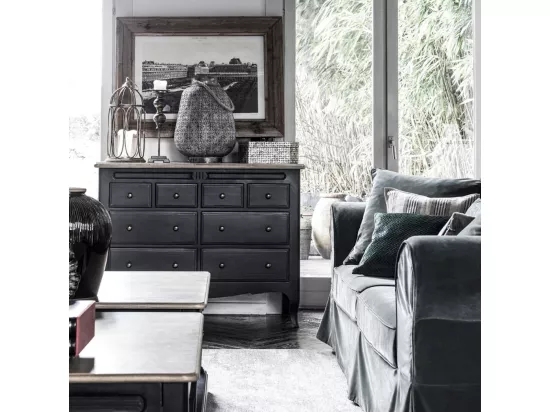 Commode 8 tiroirs Bois Noir - Manoir Interior's