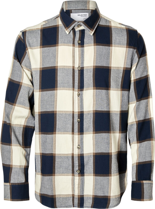 Selected Homme SLHREG-OWEN FLANNEL MIX CHECK SHIRT Sky captain/brown