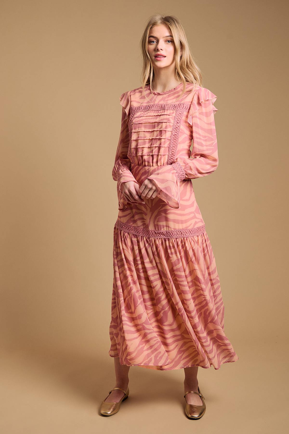 Oasis Robe Midi à Détails de Plis Pincés
