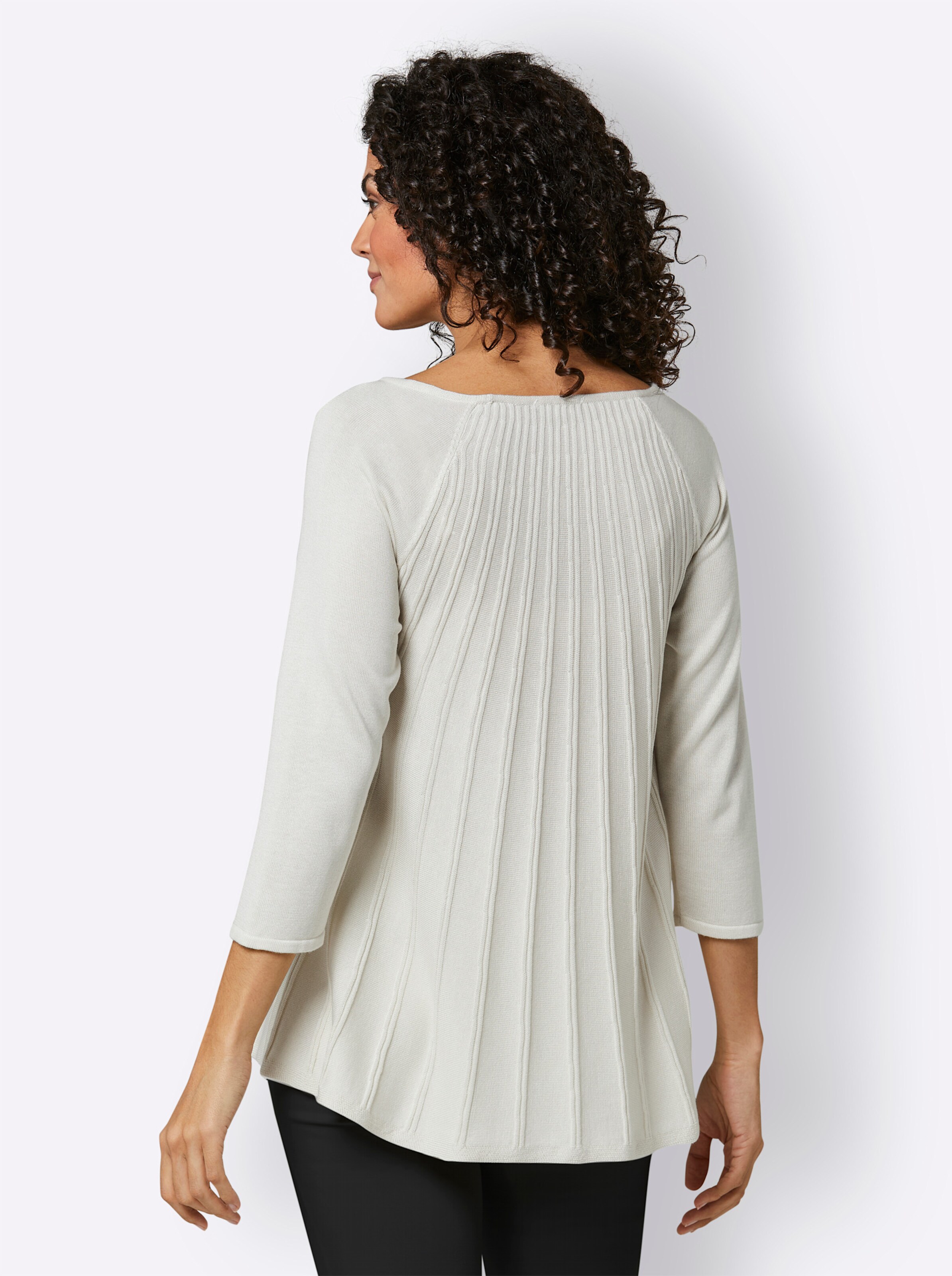 CREATION L PREMIUM Seiden-Kaschmir-Pullover in champagner