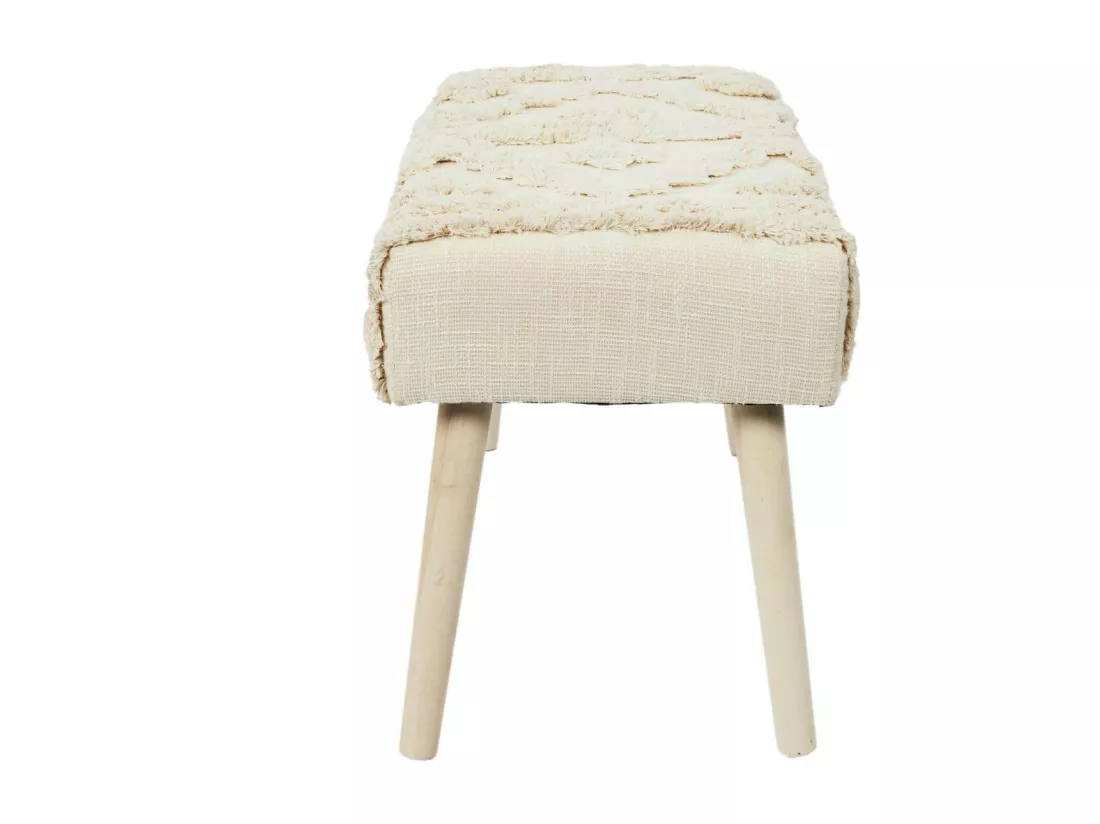 SKULLY - Banc Scandinave Beige Motifs Imitation Fourrure