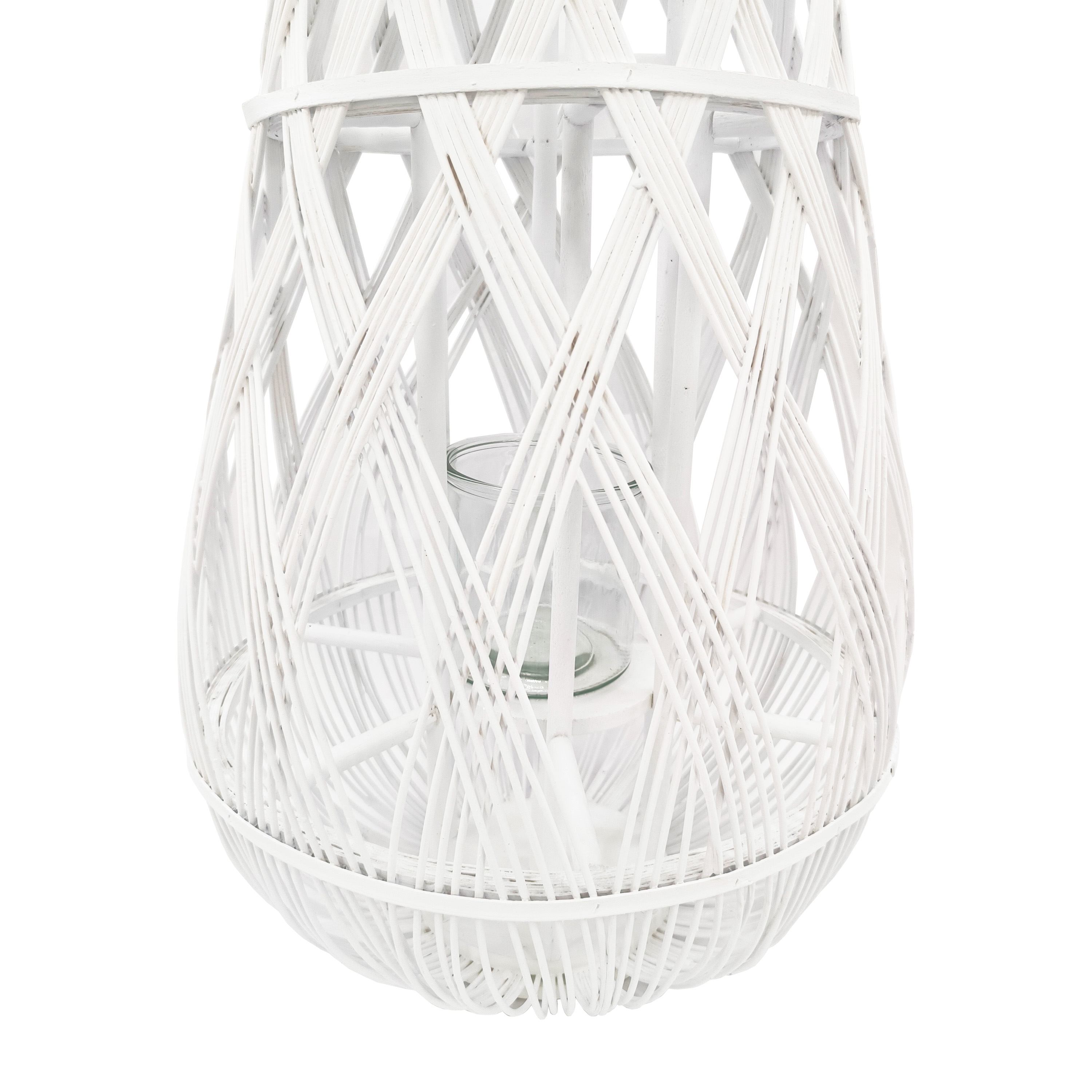 Laterne Bambus 39 x 77 cm weiss