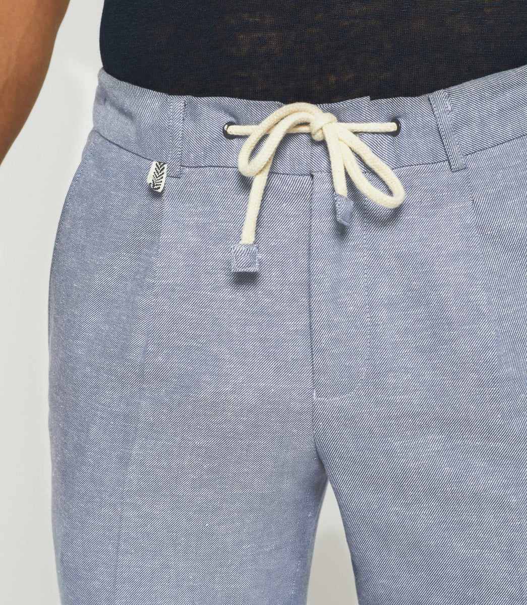 Pantalon ville en lin bleu ciel 