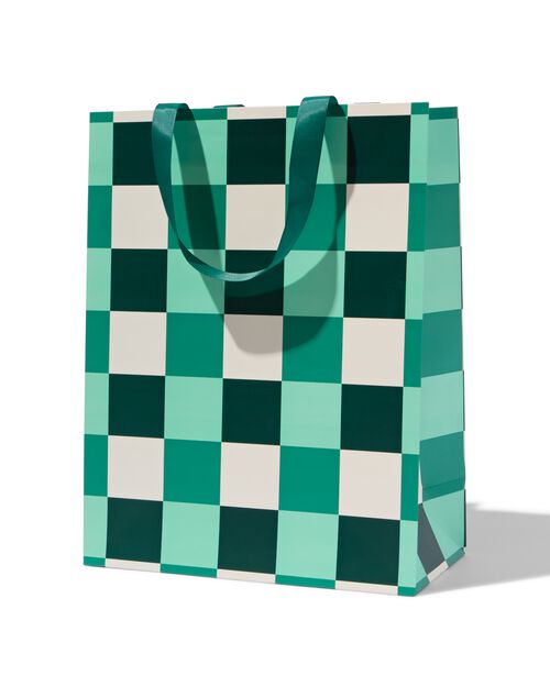 sac cadeau vert à damier