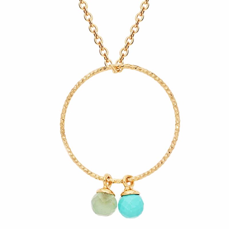 Collier Cercle Argent Dore Pierres Naturelles Turquoise Labradorite