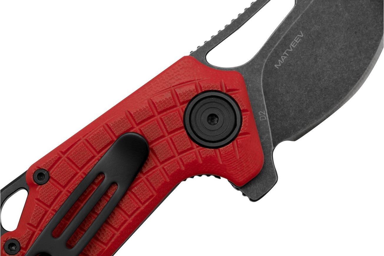 Black Fox Puck BF-761R Blackwashed D2 Red G10, zakmes