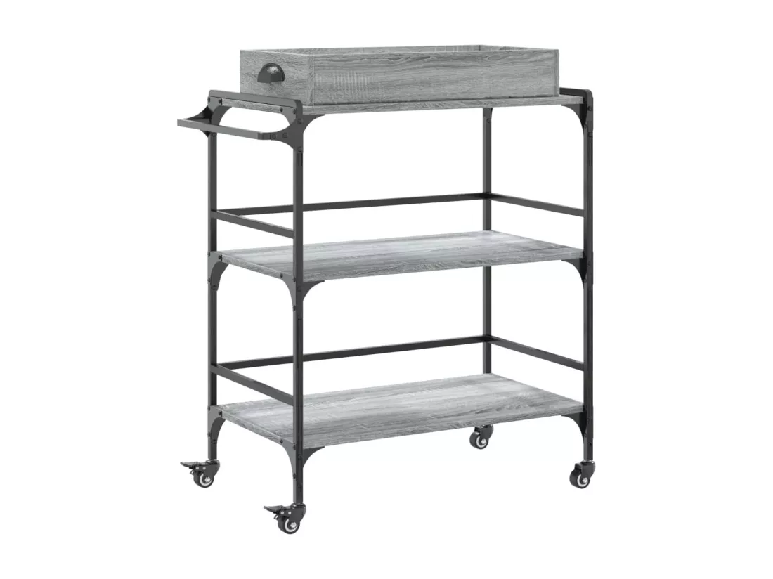 Chariot de cuisine sonoma gris 81,5x41x92,5cm bois d'ingénierie
