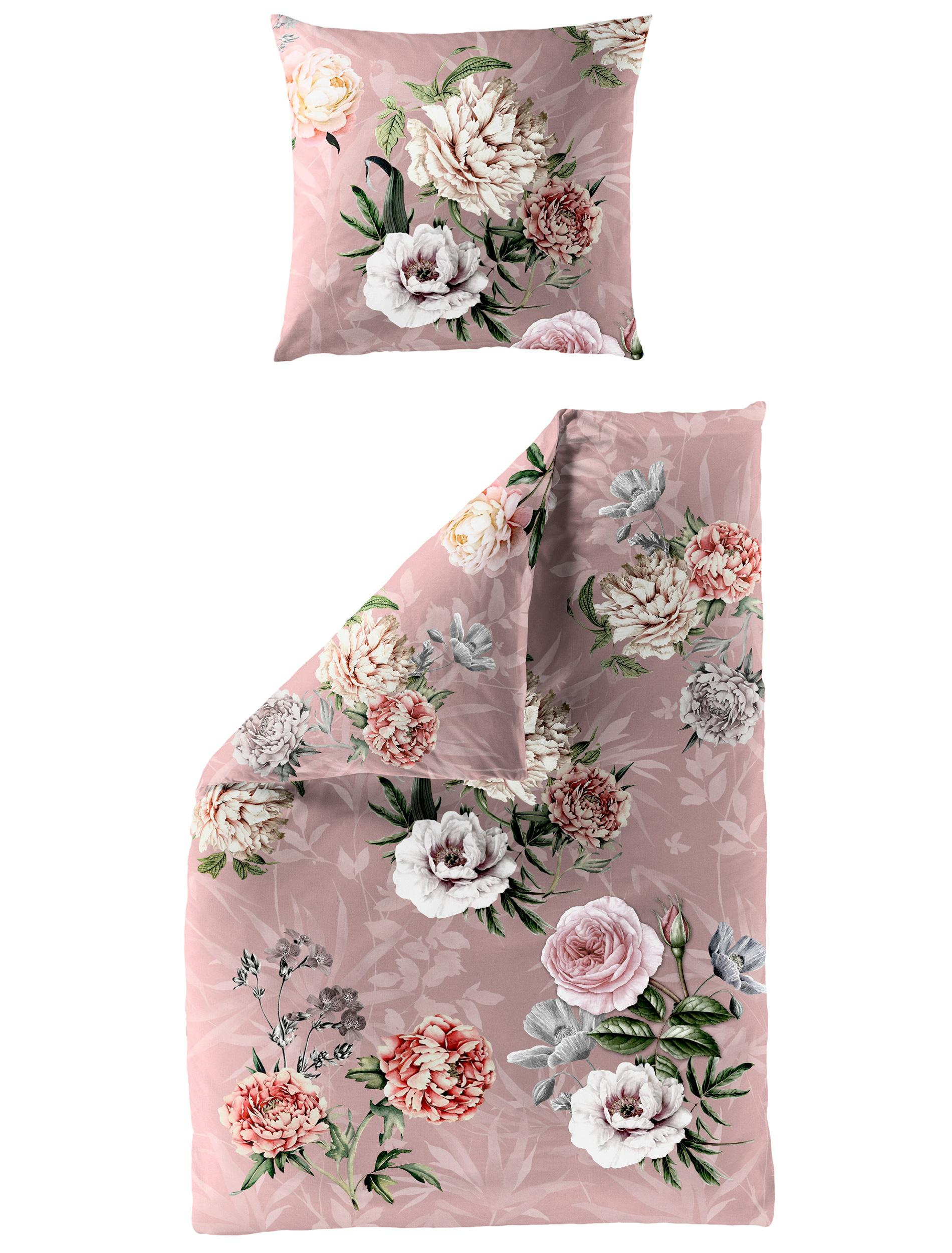 Bettwäsche Mako-Satin rosa 135x200cm, mit 1 Kissen