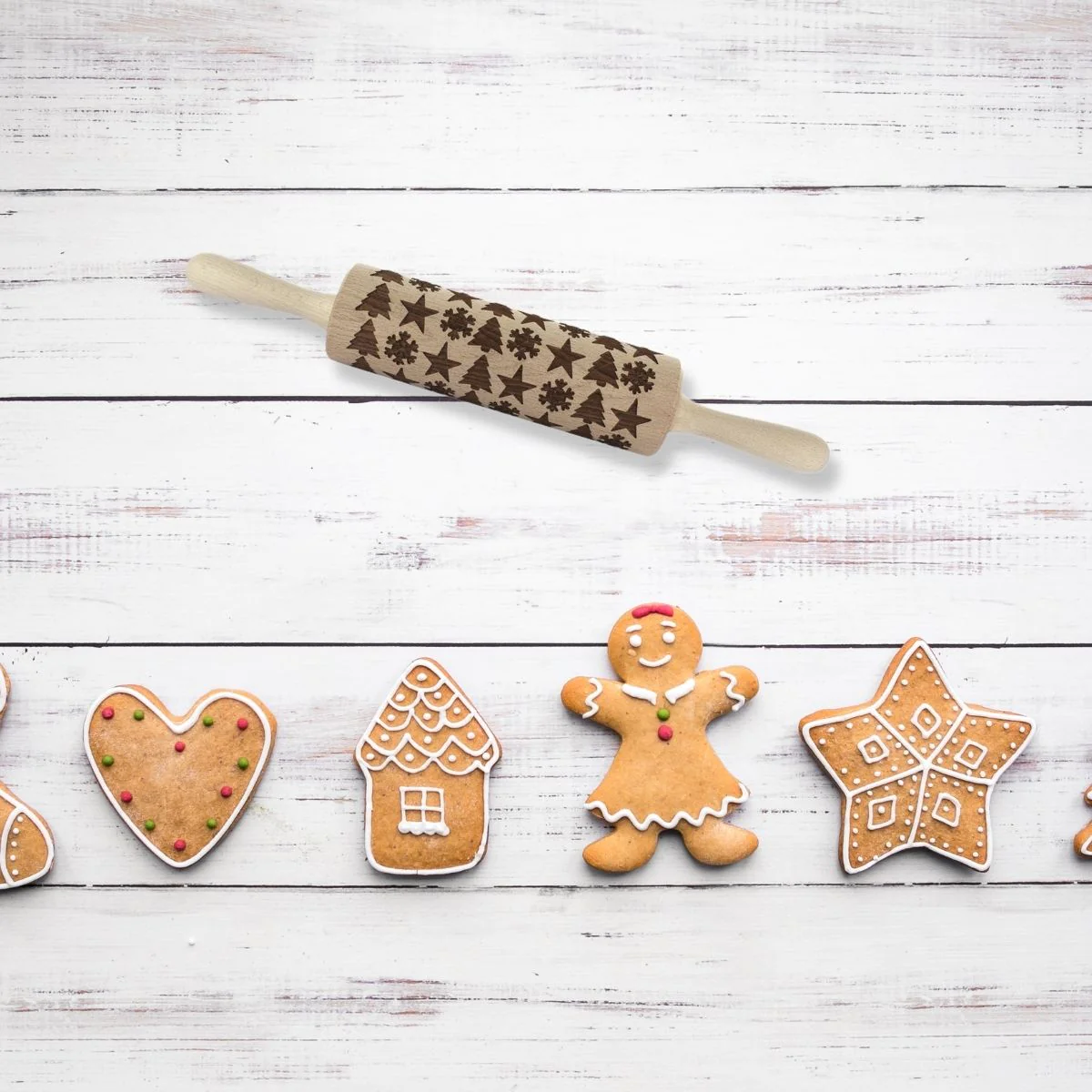 Rouleau à pâtisserie en bois motif noël 39 cm Noël Fackelmann