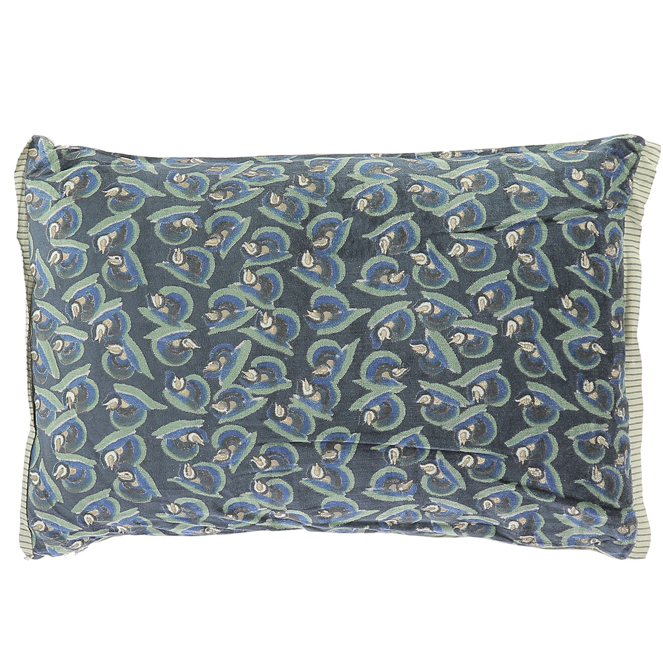 En Fil d'Indienne Housse de coussin Art Déco indigo - 35x50 cm