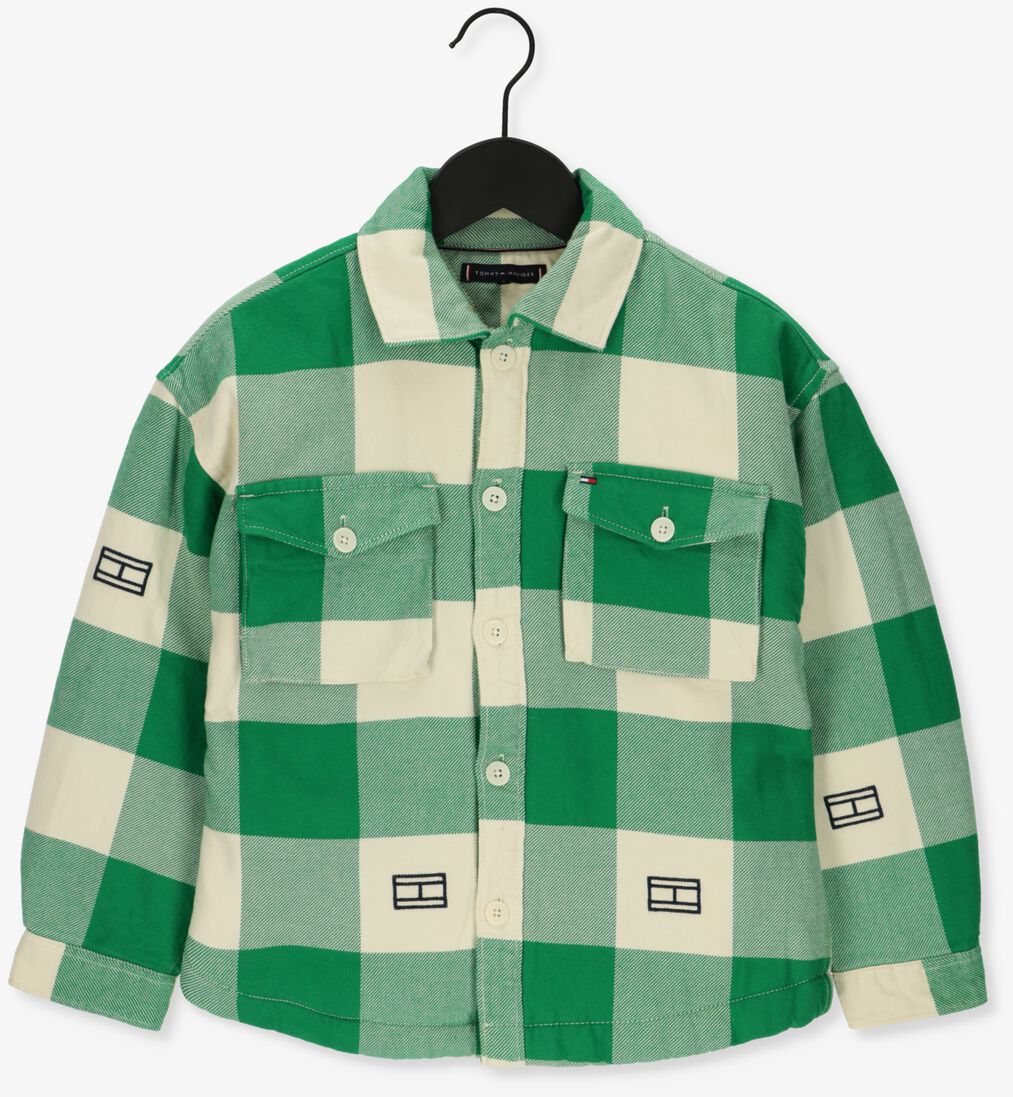 TOMMY HILFIGER groene tommy hilfiger overshirt sherpa lined checked overshirt