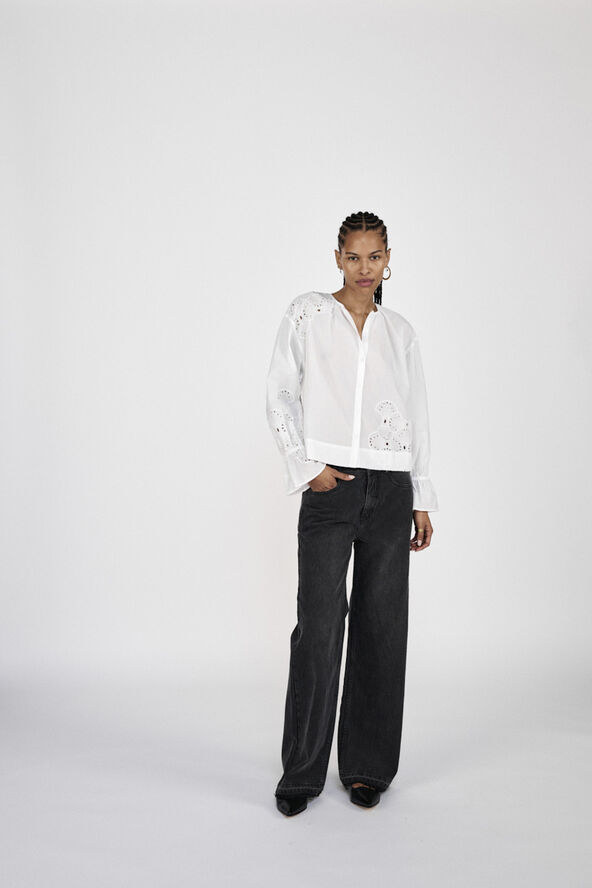 Rabens Saloner Denim black straight pants - Fellin Washed black den