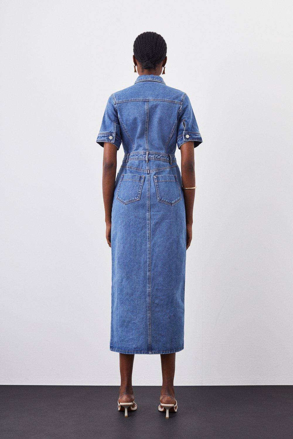 KarenMillen Robe chemise maxi en denim
