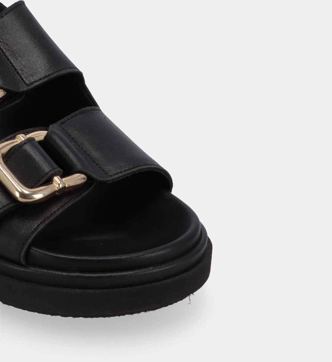 HARPER - Sandales plates en cuir | Noir