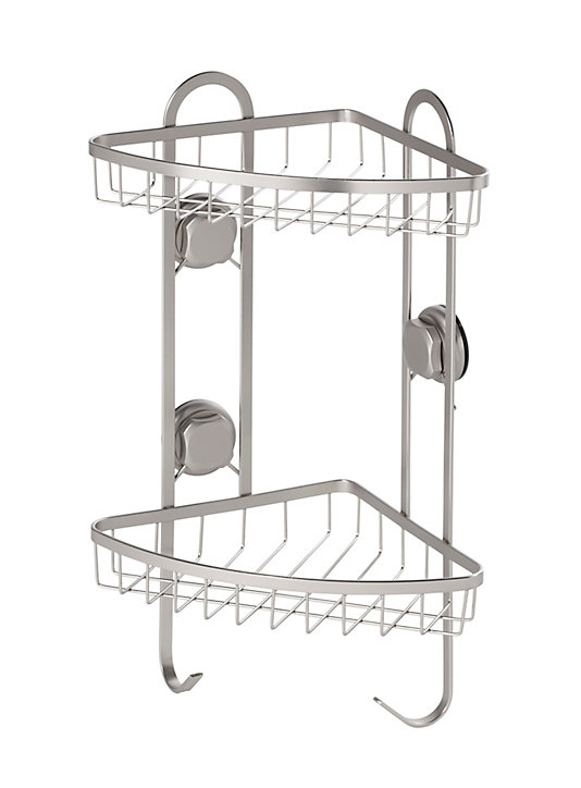 Étagère d'angle de douche Tenno avec ventouse acier chromé et ABS GoodHome