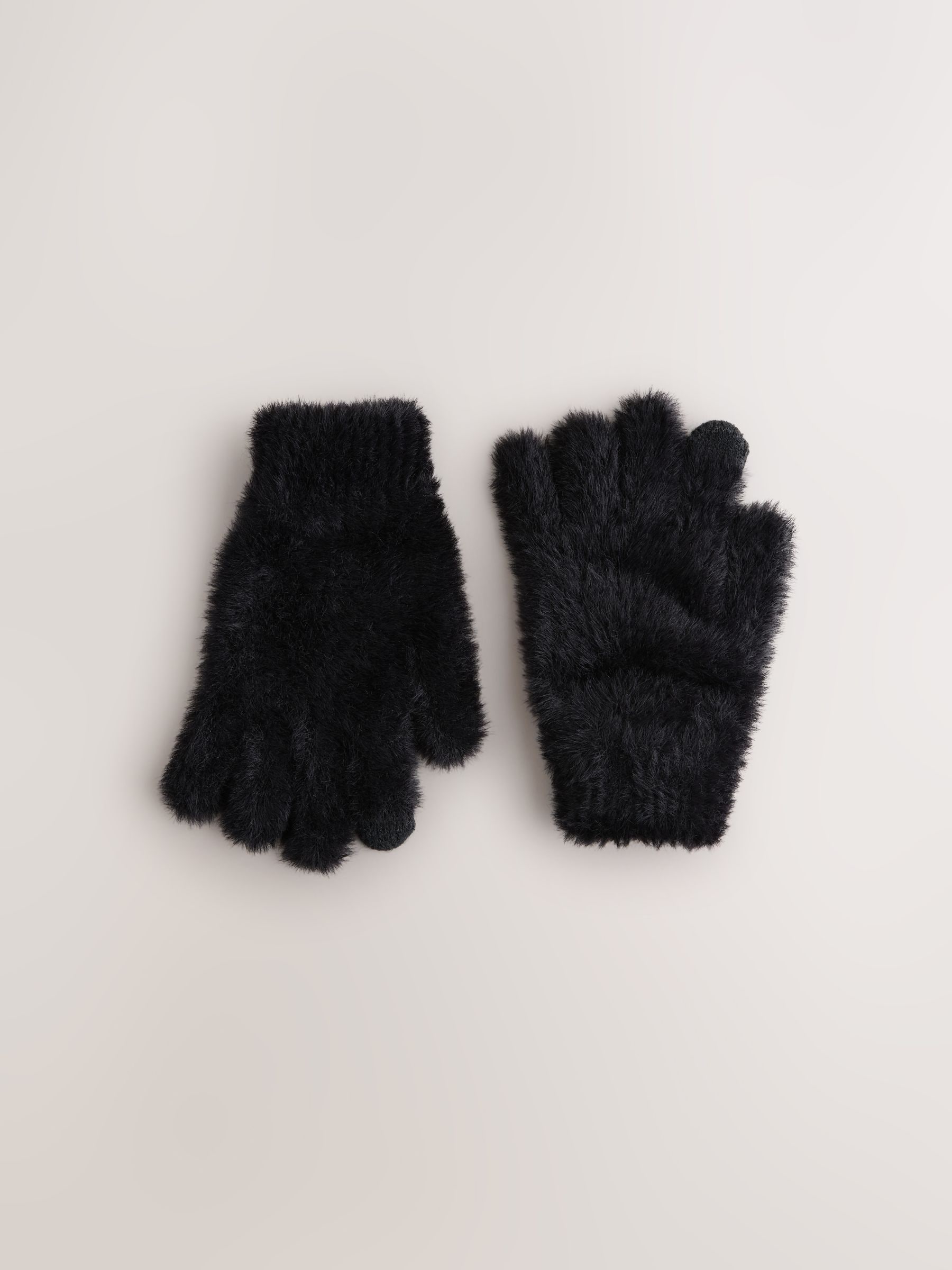 Zwart - Pluizige handschoenen (3-16jaar)