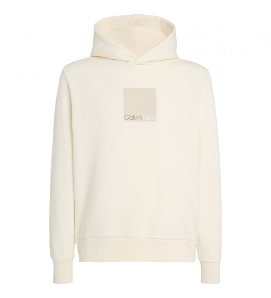 Moletom Calvin Klein com logo quadrado bege