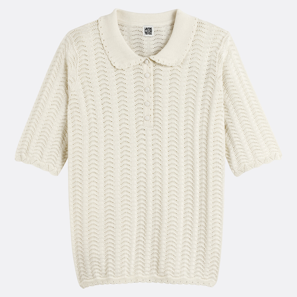 COLEÇÕES LA REDOUTE<br>Suéter com gola polo, malha fina