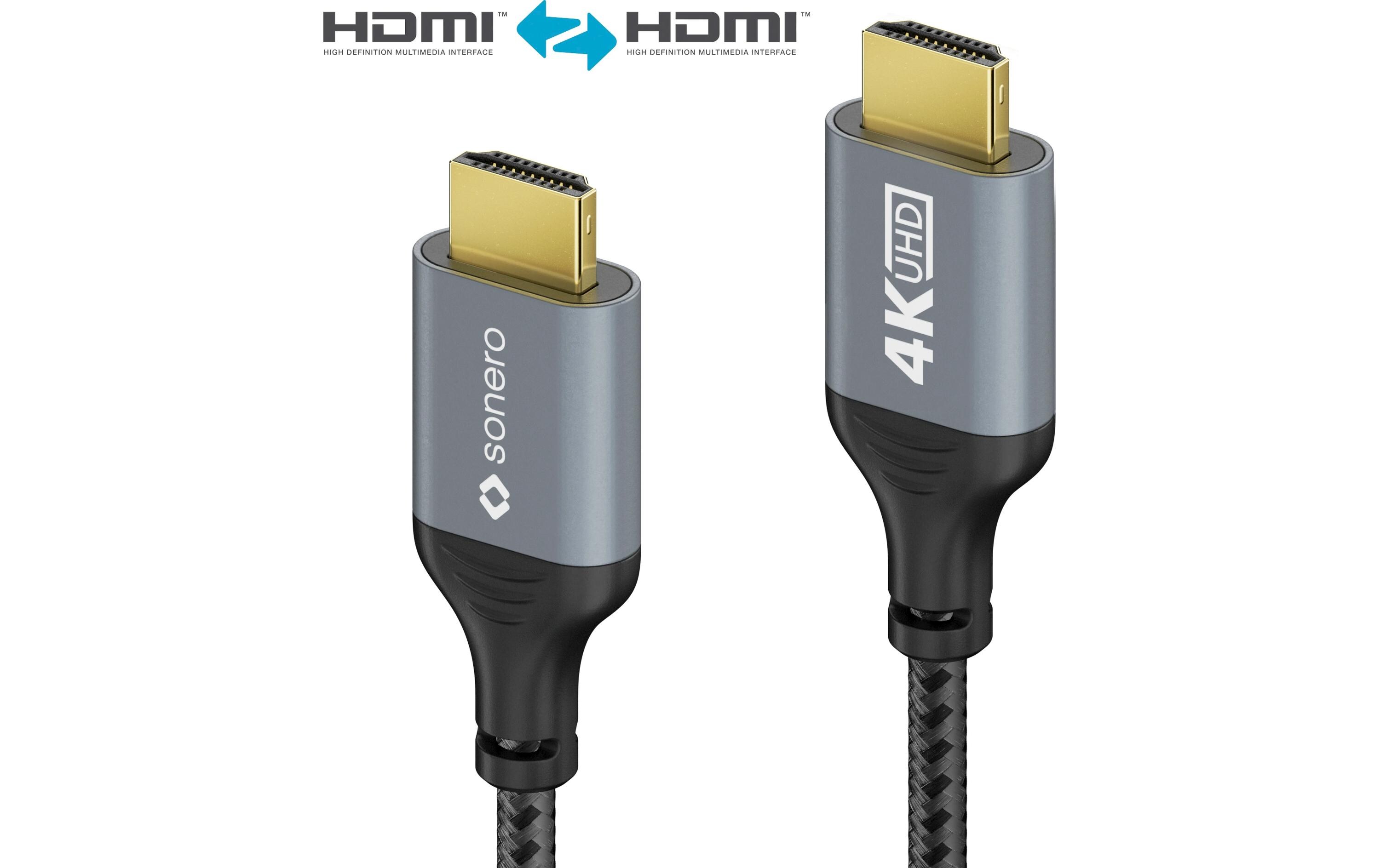 Kabel HDMI - HDMI, 3 mHDMI auf HDMI Kabel - 4K60 - grau/schwarz - 3.00m