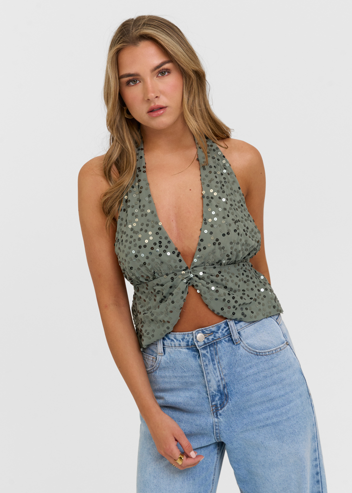 Mara halter top khaki
