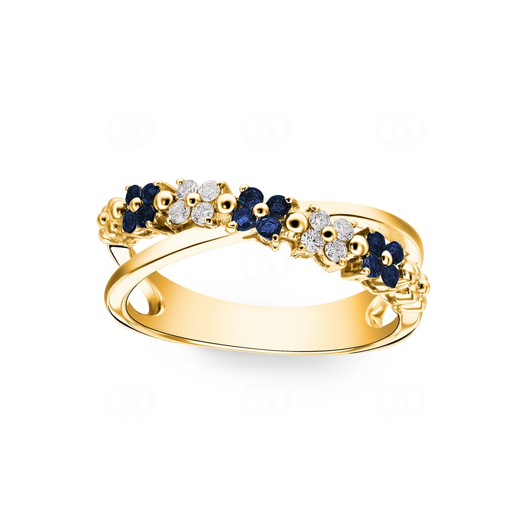 Ring 750/18 K Gelbgold mit Saphiren & Diamanten 0.11 ct H/si