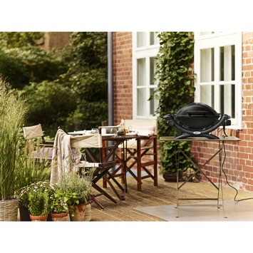 Weber Q 1400 elektrische bbq metaal grijs op standaard 43 x 32 cm