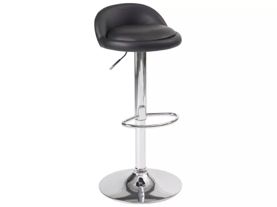 Lot 2 tabourets de bar-cuisine simili cuir pivotant hauteur réglable pied chrome SATI (noir)